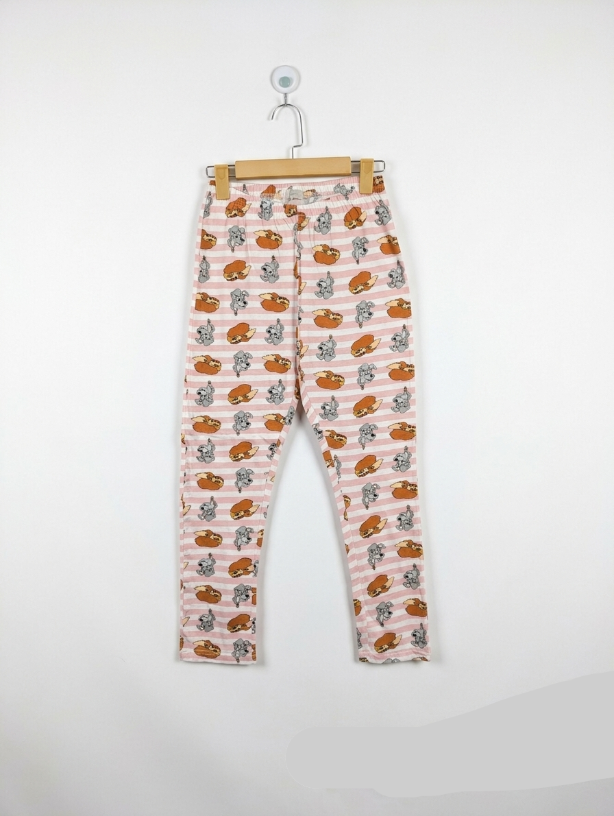 Disney Girls Pink Striped "Lady and the Tramp" Pajama Pants - Size 8-10 (Estimated Age 8-10 Years) AB2
