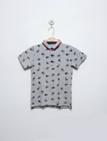 Matalan Boys Heather Grey "Construction Vehicles" Polo Shirt - Size 116 CM (Estimated Age 5-6 Years) AB2