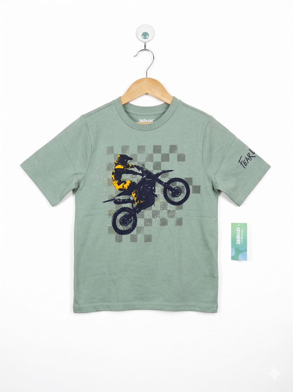365Kids from Garanimals Boys Sage Green Motocross Graphic Tee - Size Estimated Age 8 AB1