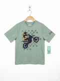 365Kids from Garanimals Boys Sage Green Motocross Graphic Tee - Size Estimated Age 8 AB1