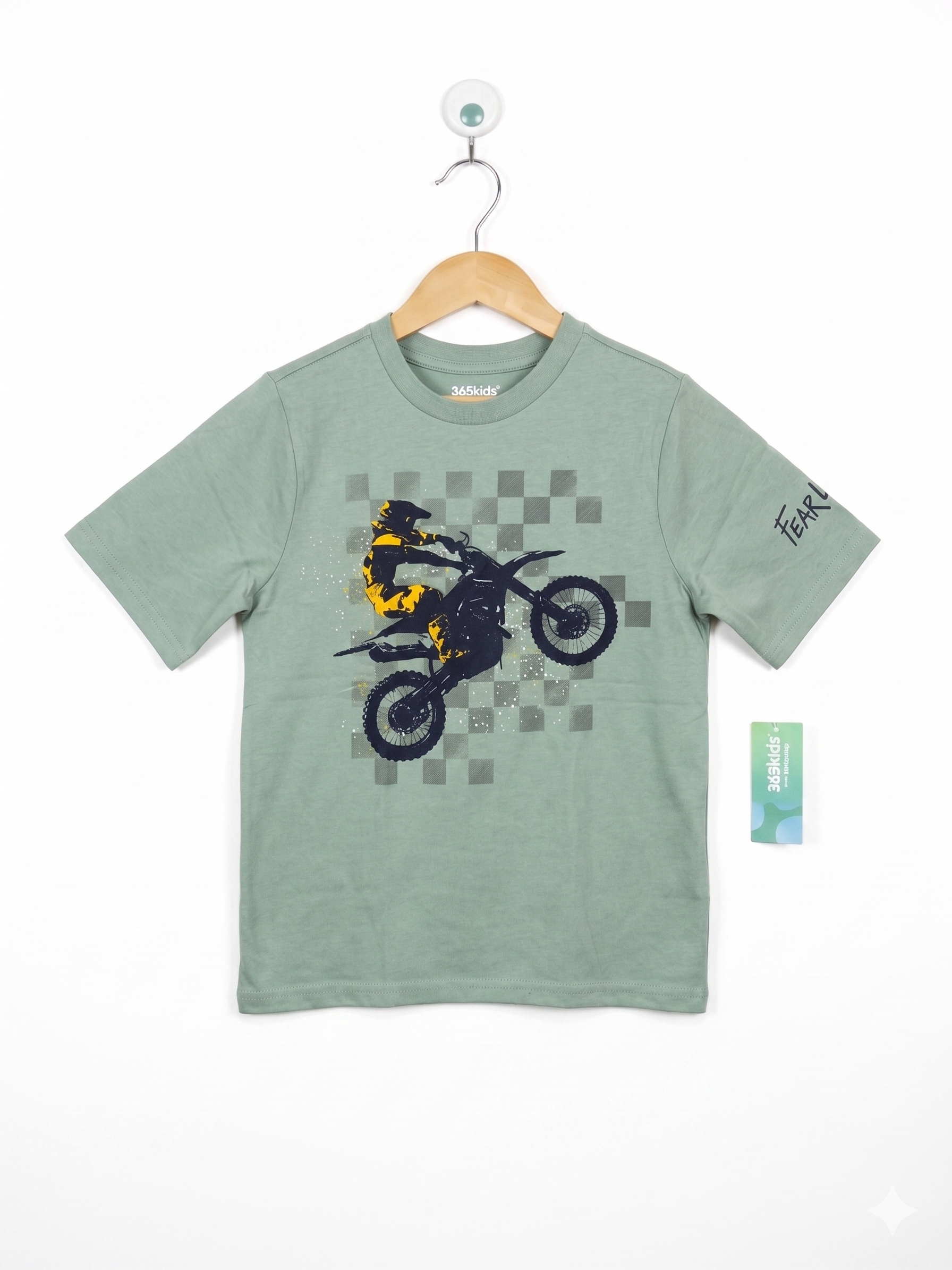 365Kids from Garanimals Boys Sage Green Motocross Graphic Tee - Size Estimated Age 8 AB1