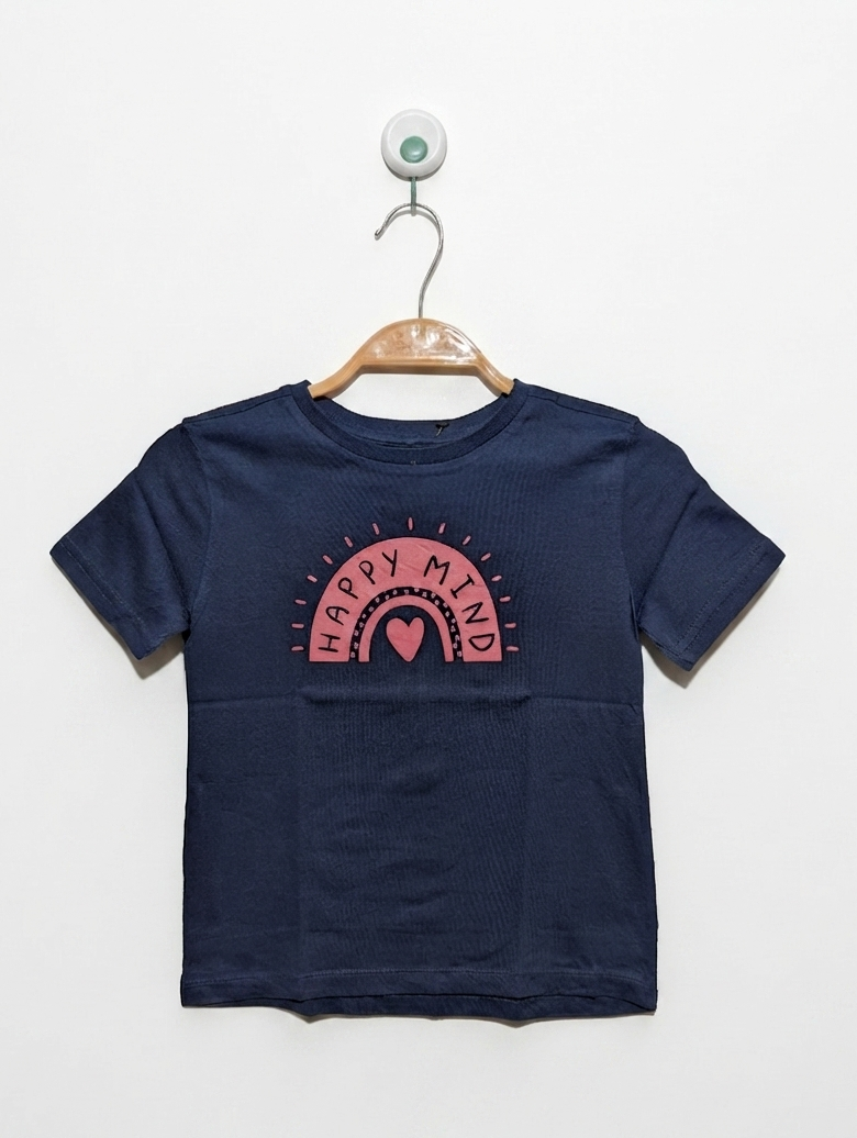 Anko Kids Boys Navy "Happy Mind" Graphic Tee - Size 5 (Estimated Age 5 Years) AB2