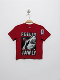 Old Navy Boys Red "Feelin' Jawly" Christmas Shark Graphic Tee - Size XS (Estimated Age 5 Years) AB2