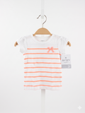 Carter's Baby, Striped Infant Shirt, 3 Month Girl Clothes, Peach and White Tee, Baby Girl Summer Top, NWT Baby Clothes, Tiny Thrift Store, Carter's Playwear.