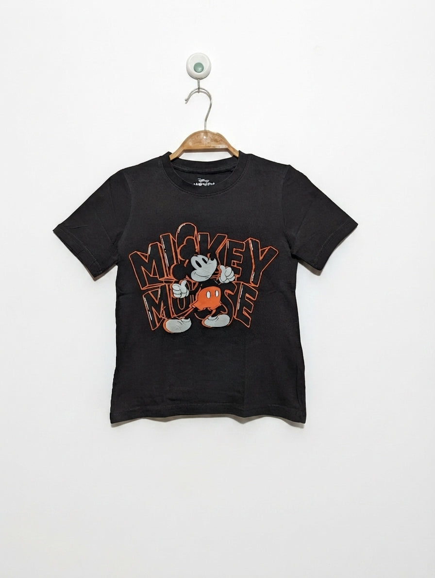 Disney Mickey Mouse Boys Charcoal Black "Mickey Mouse" Graphic Short Sleeve Tee - Size Estimated Age 7-8 Years AB2