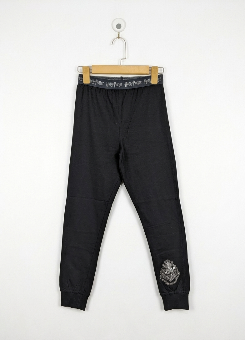 Harry Potter Girls Black "Hogwarts Crest" Jogger Pants - Size Estimated Age 11-12 Years AB2