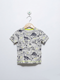 Mothercare Boys Off-White & Black Prehistoric Dinosaur Comic Print T-Shirt - Size Estimated Age 18-24M AB2