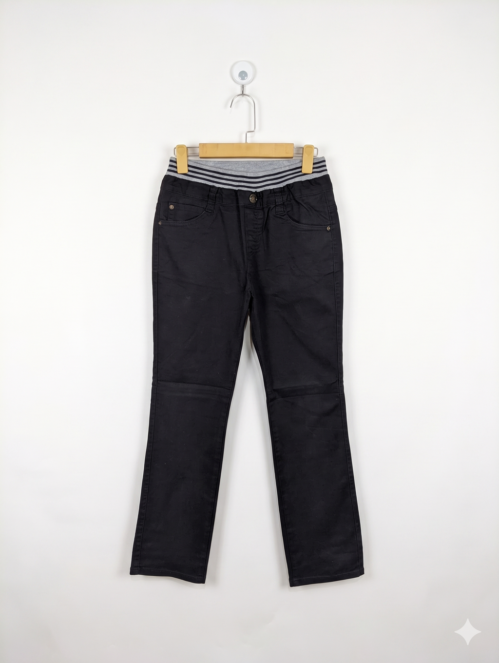 Uniqlo Girls Dark Charcoal Slim Fit Ribbed Waist Pants - Size 160 Estimated Age 13-14 Years AB1