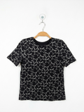 Primark Girls Black "Silver Star" Print Tee - Size 9-10 Years (Estimated Age 9-10 Years) AB2