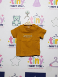 Kiabi Baby Girls Mustard Yellow "Amour" Graphic Organic Cotton Tee - Size Estimated Age 12 Months AB2