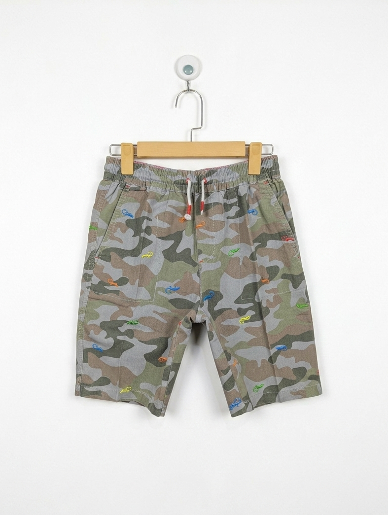 Boden Boys Camo Print Shorts with Embroidered Details - Size 158 cm Estimated Age 13 Years AB2