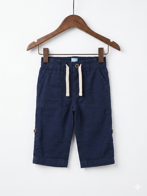 babyGap trousers, navy blue baby joggers, 6-12 months infant pants, thrifted babyGap clothes, linen blend baby pants, baby boy utility trousers, Gap kids resale.