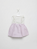 Wonder Nation Baby Girls White & Pink Striped Eyelet Dress - Size Estimated Age 3-6 Months AB2
