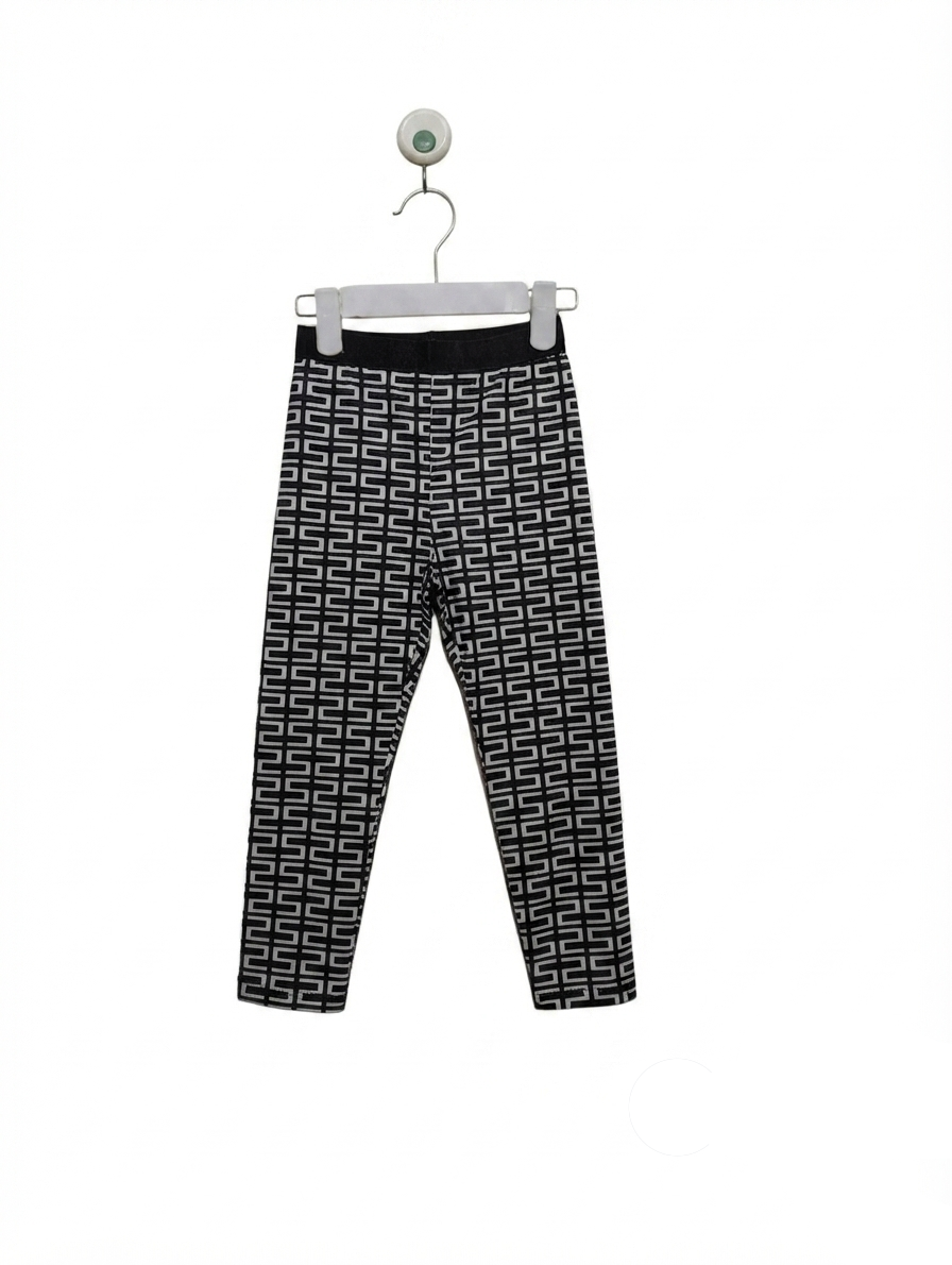 SHEIN Girls Black and White Geometric Print Active Leggings - Size 4Y Estimated Age 4 Years AB2