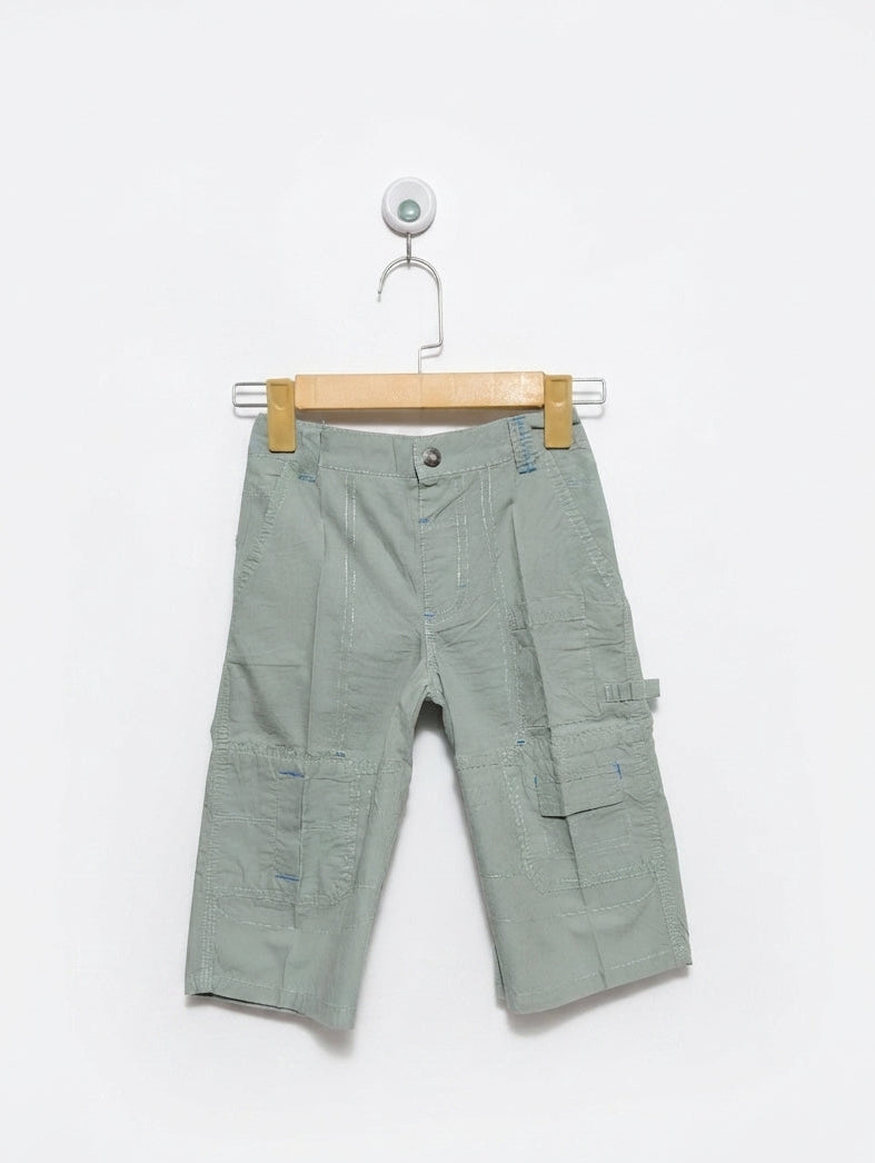 Boys Sage Green "Utility" Cargo Shorts - Size 110 (Estimated Age 5 Years) AB2