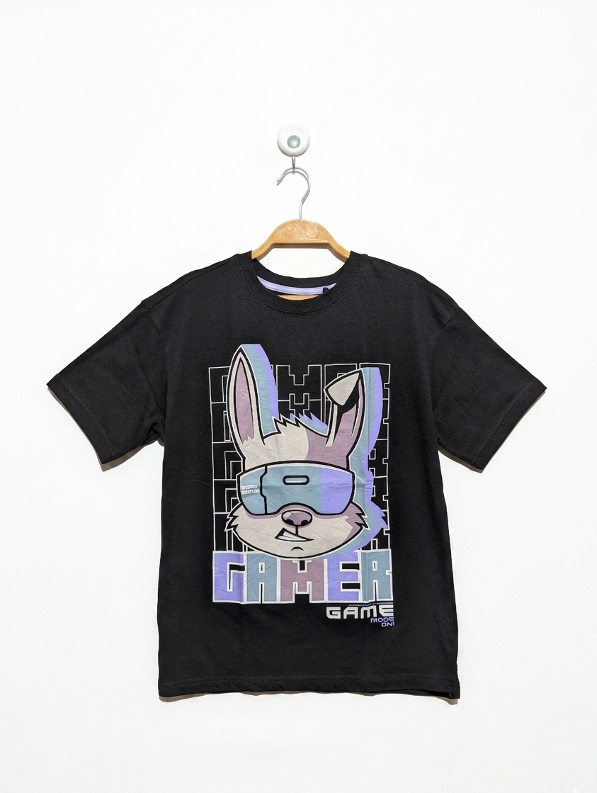 Favourites Boys Black "Gamer" Graphic Tee - Size 12 Estimated Age 11-12 Years AB2