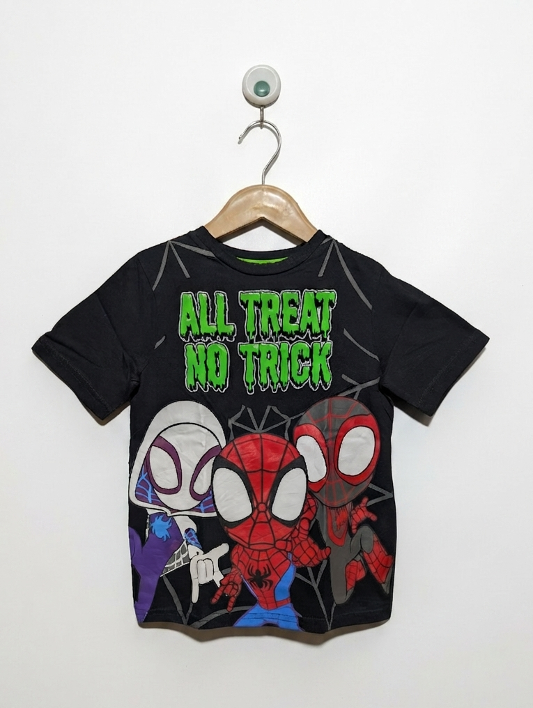 Marvel Spidey and His Amazing Friends Boys Black Graphic Short Sleeve Tee - Size 4-5 Years AB2