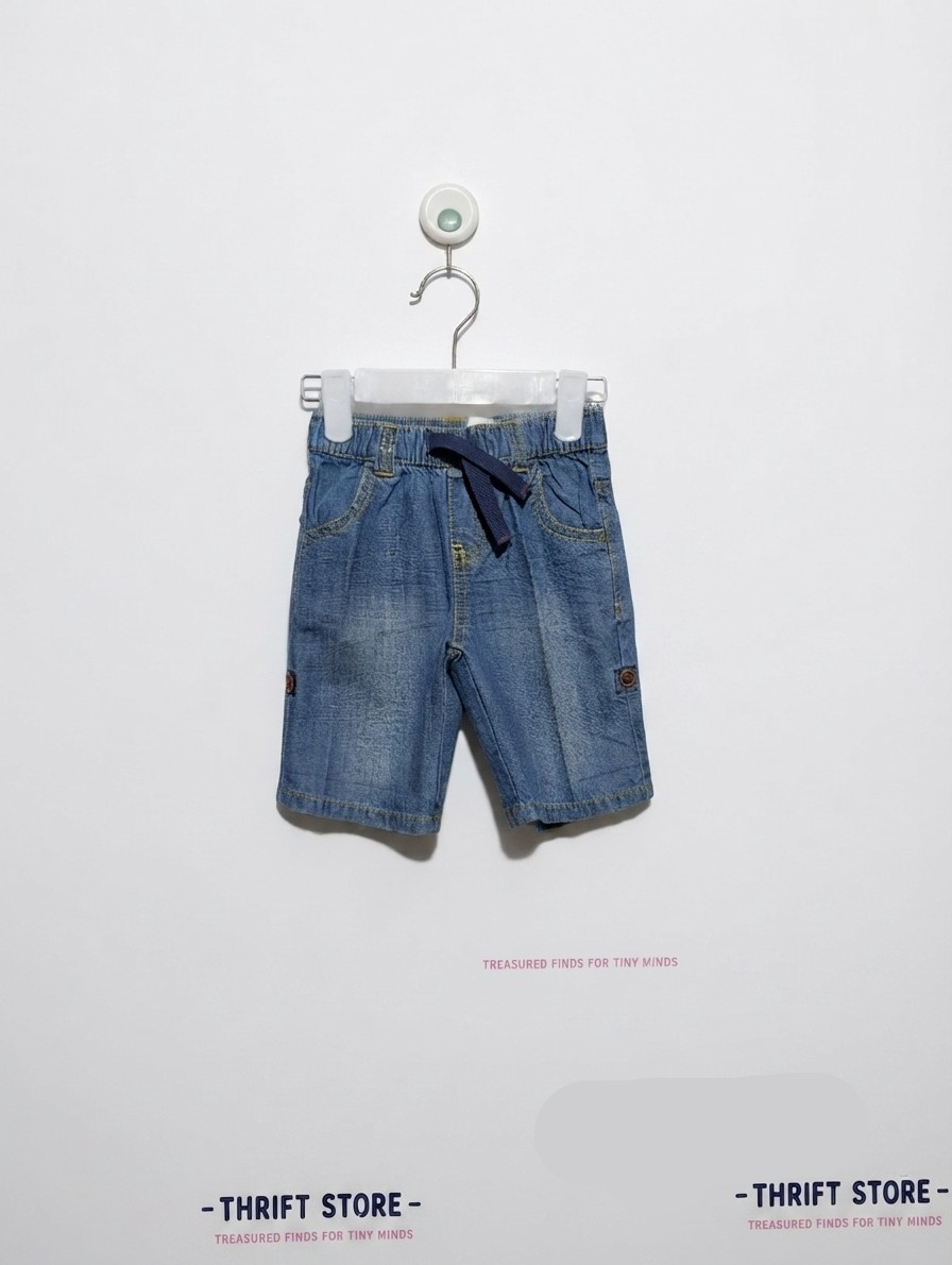 Baby Club Boys Blue Denim Casual Shorts - Size Estimated Age 6 to 9 Months AB2