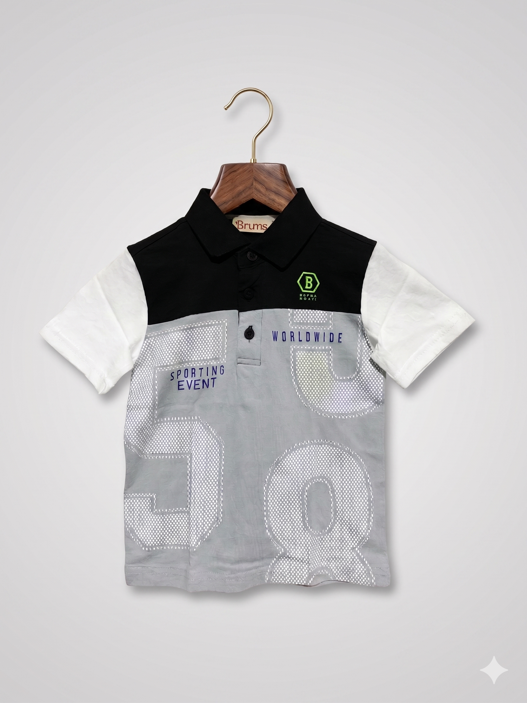 Brums Boys Colorblock Sporting Event Polo Shirt - Size 3 AB1
