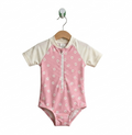 Lupilu Girls Pink Daisy Print Zip-Up Swimsuit - Size Estimated Age 4-6 Years AB1