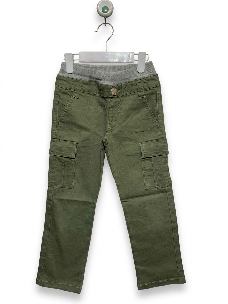 MPS Merry Pop Studio Boys' Olive Green Cargo Trousers - Size 110 AB1