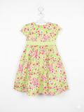 Gymboree Girls Lime Green Pink Floral Cotton Party Dress - Size Estimated Age 8 Years AB1