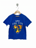 Official Pokémon Boys Royal Blue "Charizard Fire Type" Graphic Tee - Size Estimated Age 7-8 Years AB1