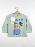 ZARA Baby Boy Dopcat Graphic Long-Sleeve Tee - Size 6-9 Months (NWT) AB1