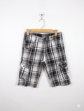 K. Ruppert Boys Black & White Plaid Cargo Shorts - Size 164 (Estimated Age 13-14 Years) AB1