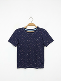 Tu Girls Navy Blue "Moon and Stars" Print Tee - Size 9-10 Years (Estimated Age 9-10 Years) AB2