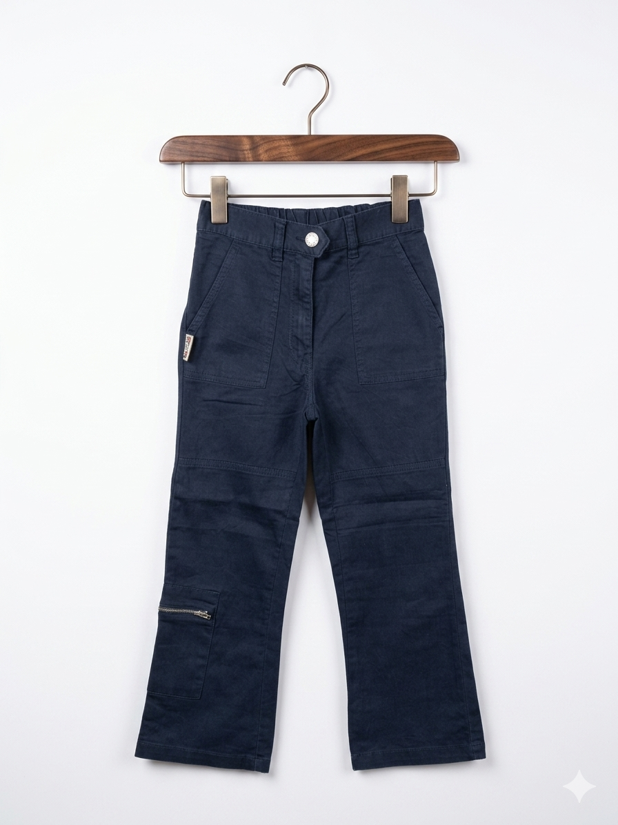 Tina Toole Kids' Navy Blue Cotton Utility Cargo Pants - Size 6 Years AB1