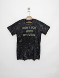American People Boys Acid Wash Black "Don't You Write My Future" Graphic Tee - Size 16 Estimated Age 15-16Years AB1