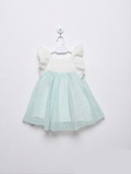 Cat & Jack Girls Mint Green & White Eyelet Tulle Party Dress - Size Estimated Age 12 Months AB2