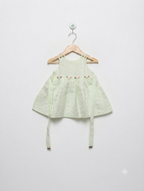 Bonnie Baby Girls Mint Green "Eyelet Floral" Strappy Dress - Size Estimated Age 12 Months AB2