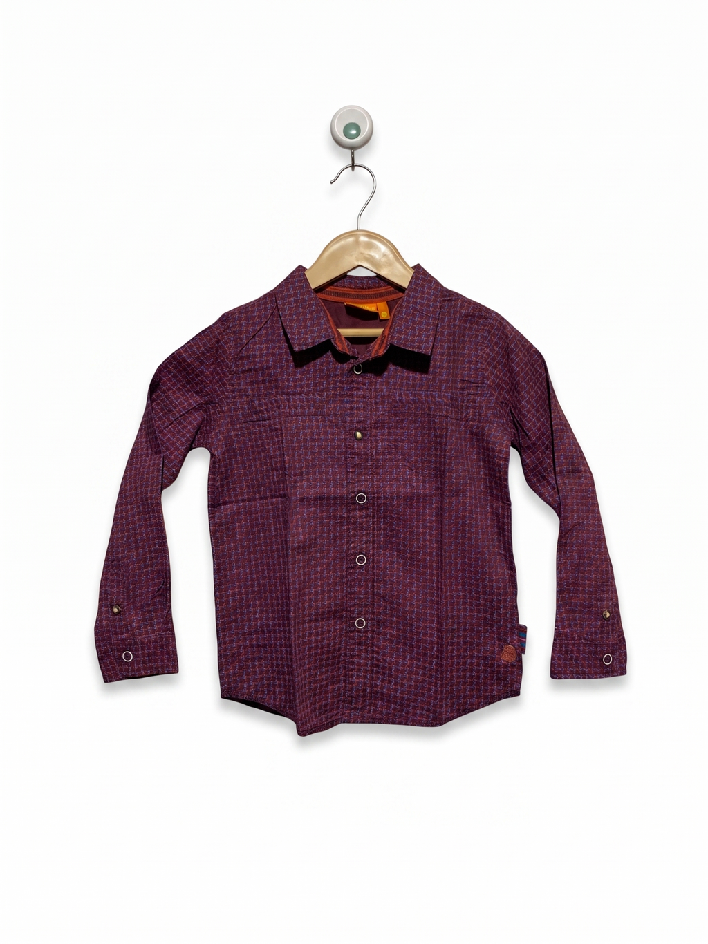 River Island Boys Plum Purple Geometric Print Long-Sleeve Shirt - Size Estimated Age 5-6 Years AB1
