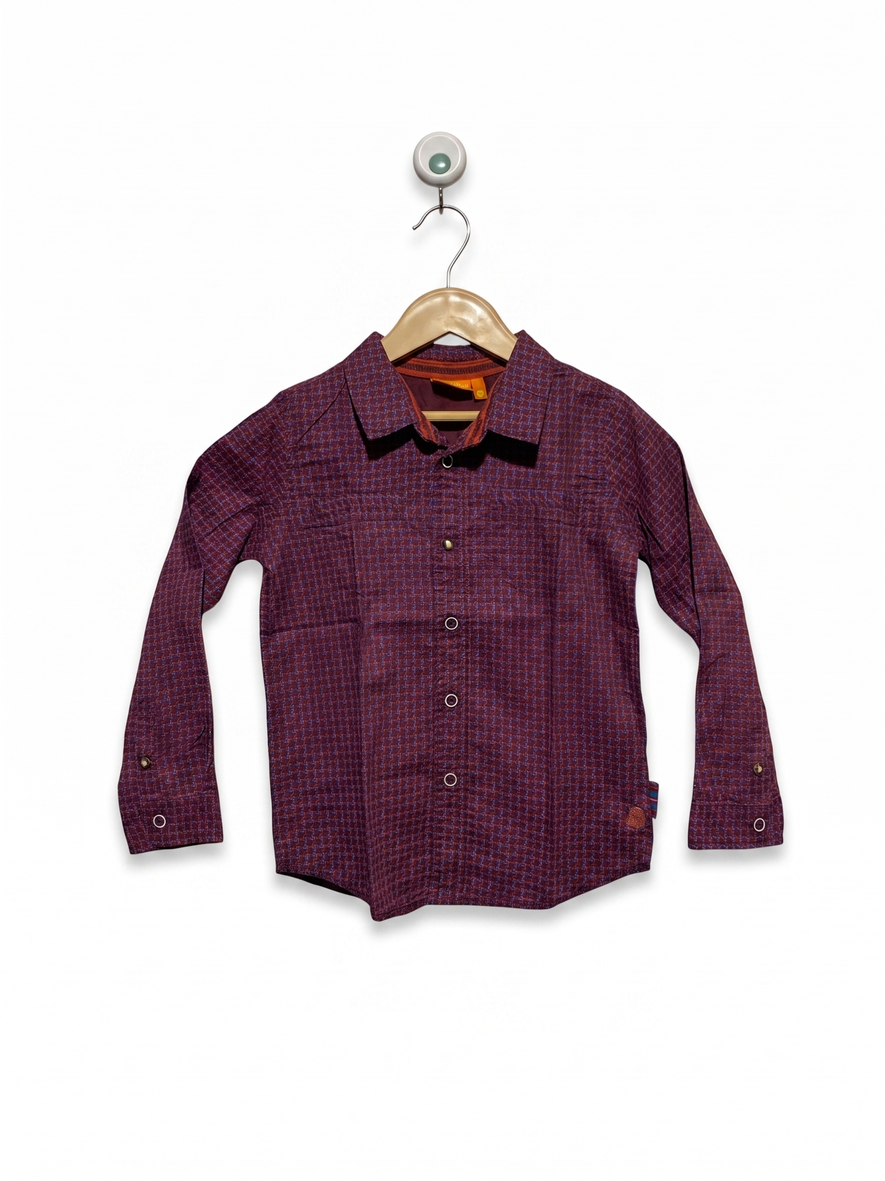 River Island Boys Plum Purple Geometric Print Long-Sleeve Shirt - Size Estimated Age 5-6 Years AB1