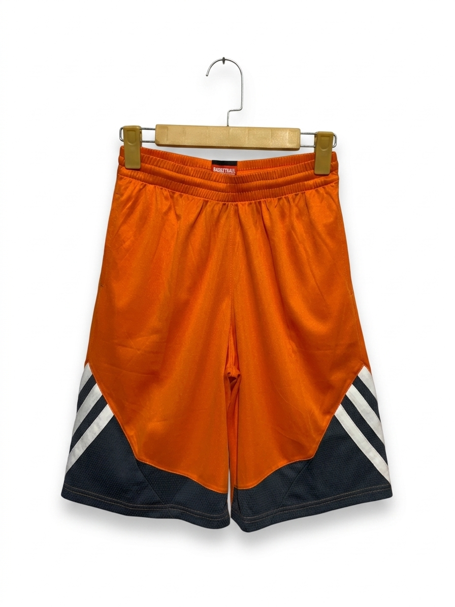 Adidas Boys Orange Basketball Shorts with Contrast Panels - Size Medium (10-12) AB1