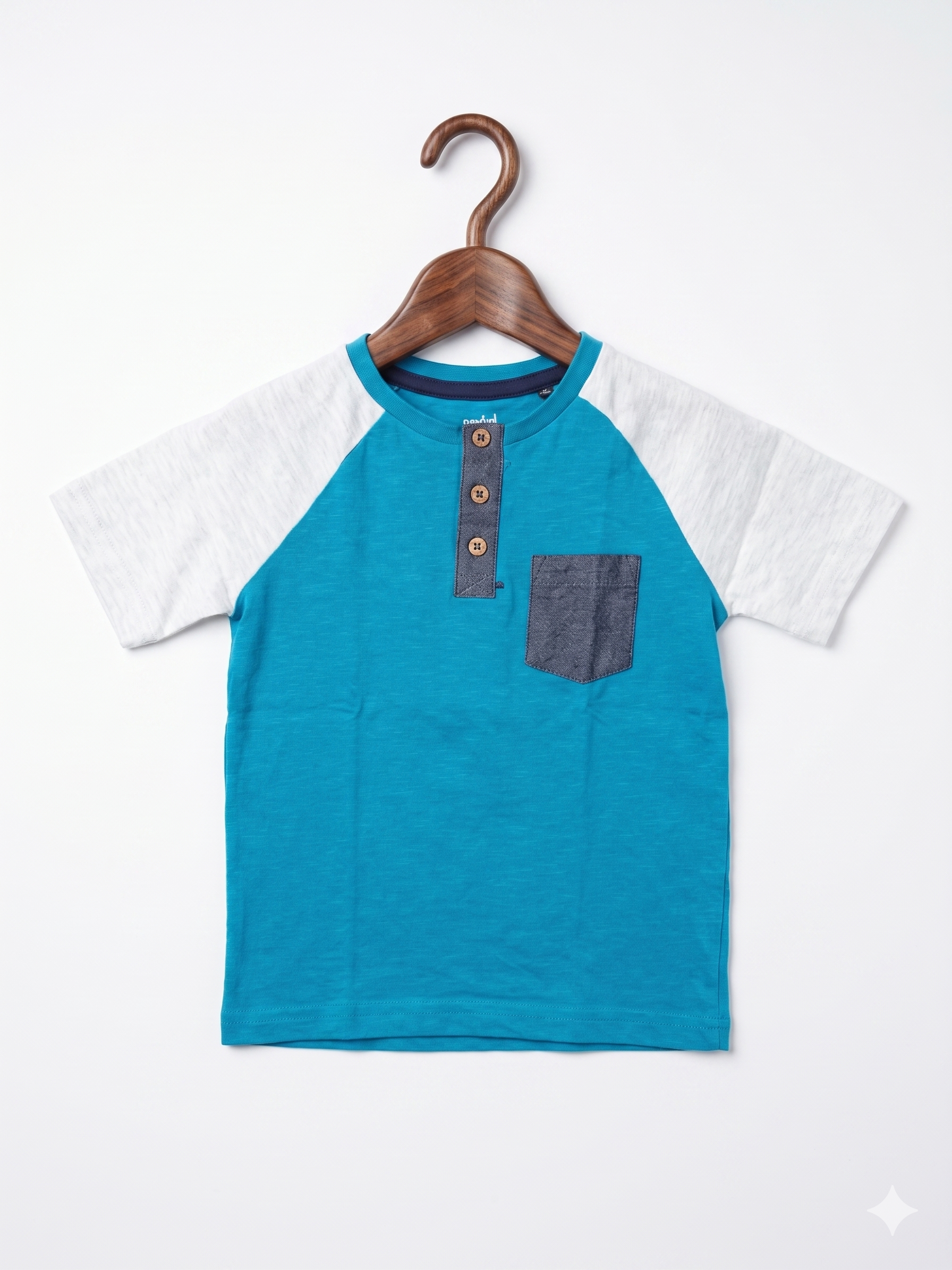Tu Toddler Boys Colorblock Henley Raglan Tee - Size 2-3 Years AB1