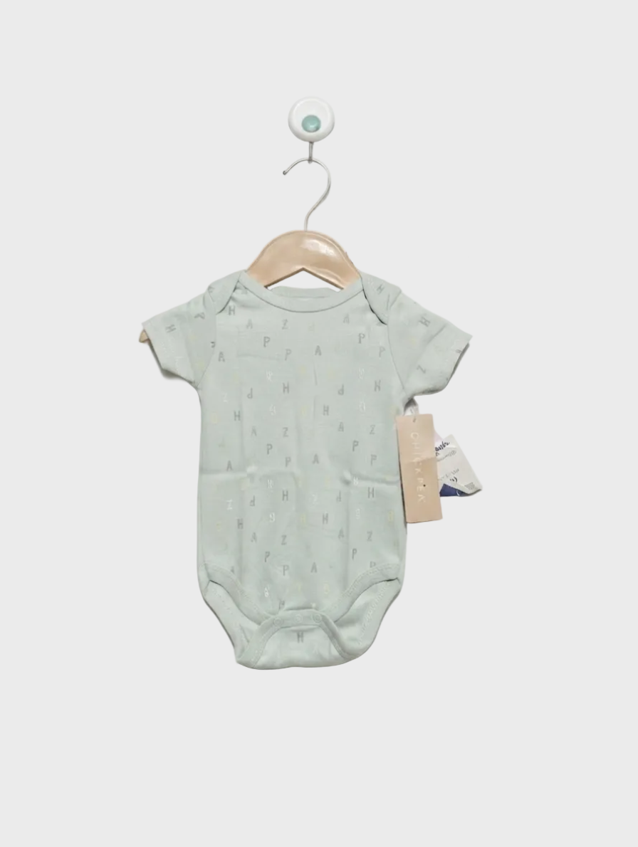 Chickpea Baby Girls Mint Green Alphabet Print Short Sleeve Bodysuit - Size Estimated Age 3-6 Months AB2