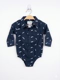 Kids with Character Navy Blue Mustache Print Shirt Bodysuit (6-9 Months) AB1