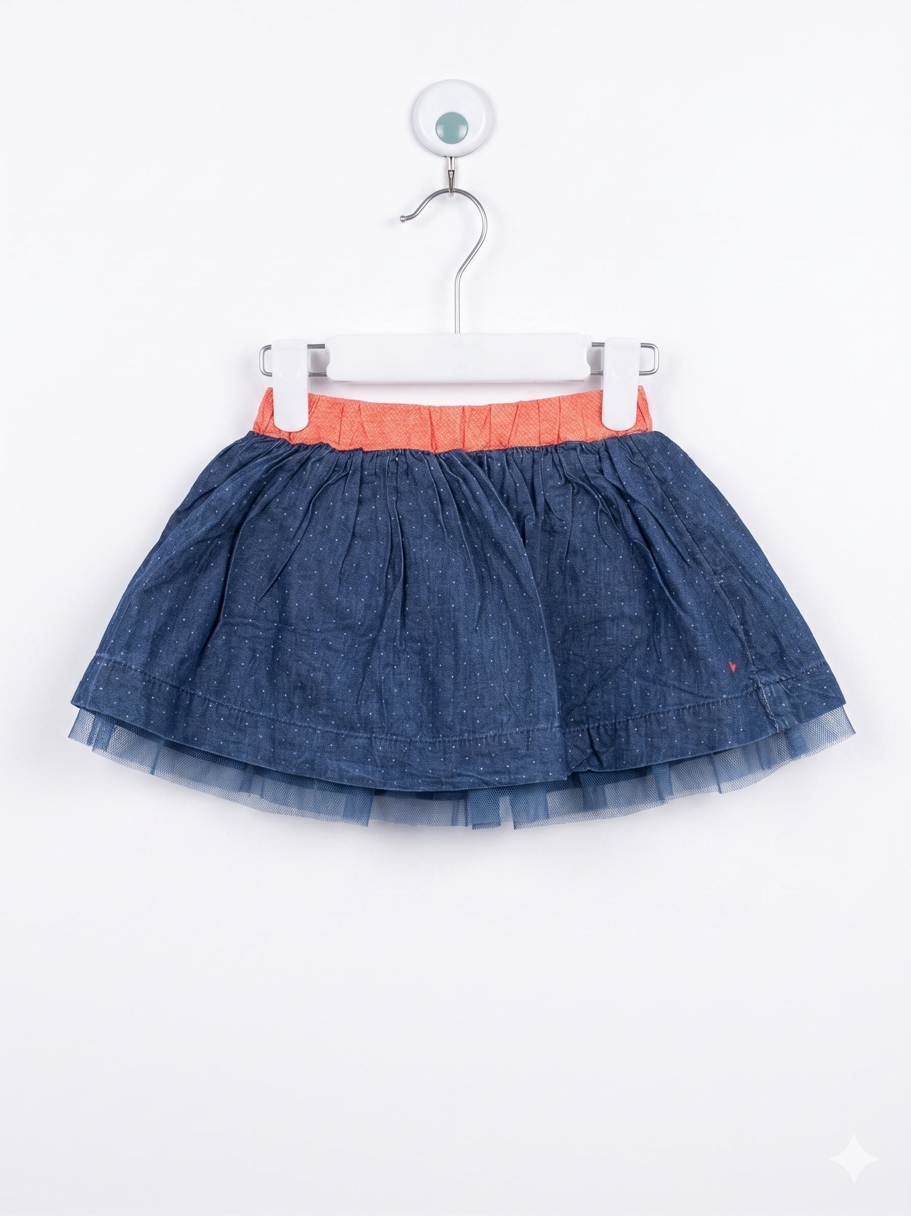Obaïbi France Toddler Girls Polka Dot Denim Skirt  Size: 18 Months / 80 cmAB1
