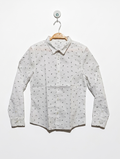 LH Boys White "Lightning Bolt" Pattern Button-Down Shirt - Size 12A (152 cm) Estimated Age 12 Years AB2