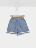 Girls Blue Chambray "Lace Trim" Shorts - Size 120 CM Estimated Age 6-7 Years AB2