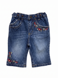 H&M Baby Girls Floral Embroidered Denim Jeans - Size 2-4 Months AB1