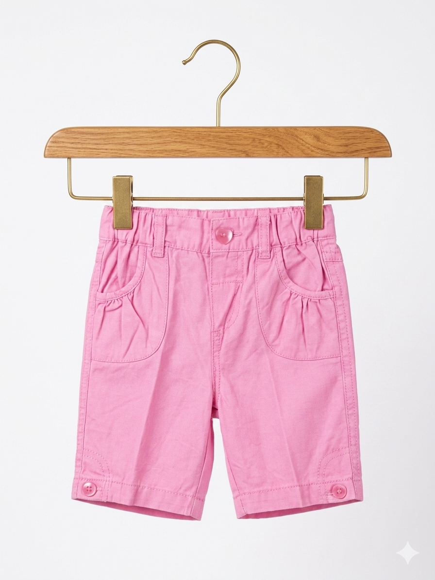Early Days Baby Girls Pink Cotton Twill Comfort Shorts - 6-9 Months AB1