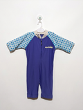 Platypus Australia Girls Blue "Floral Sleeves" Zip-Up Swimsuit - Size Estimated Age 8 Years AB1