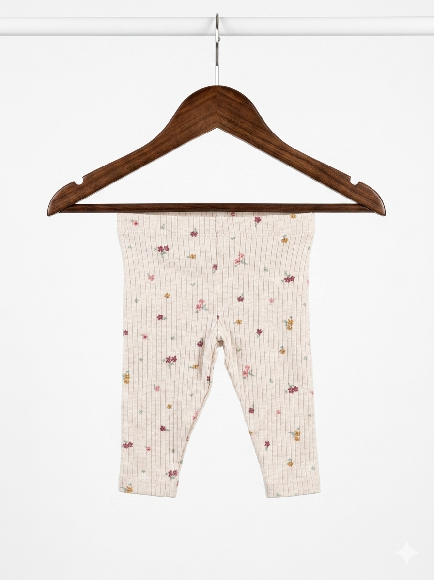 F&F Baby, Floral Baby Leggings, Newborn Girl Clothes, Ribbed Cotton Baby Pants, Tiny Thrift Store, Affordable Baby Fashion, Ditsy Print Leggings.
