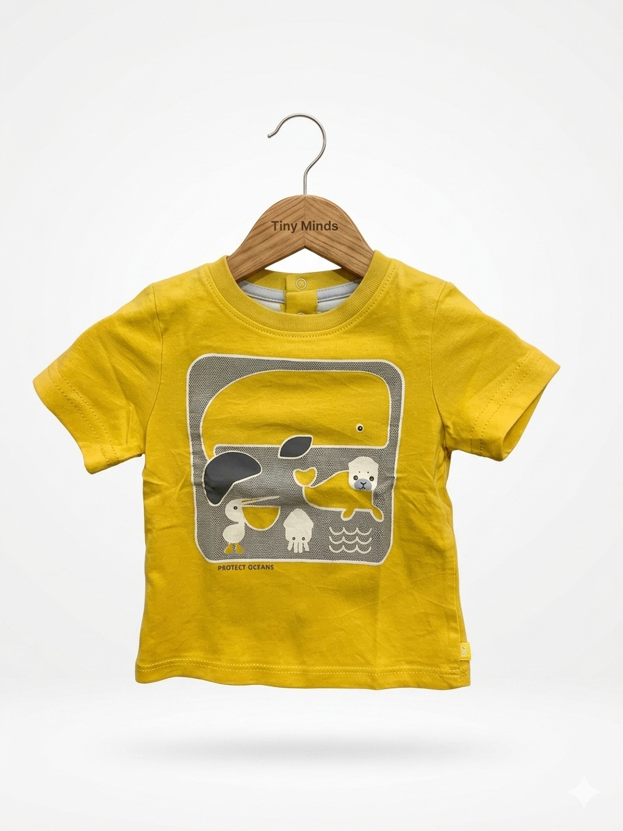 Obaïbi Baby Boy "Protect Oceans" Yellow Tee - 3 Months AB1