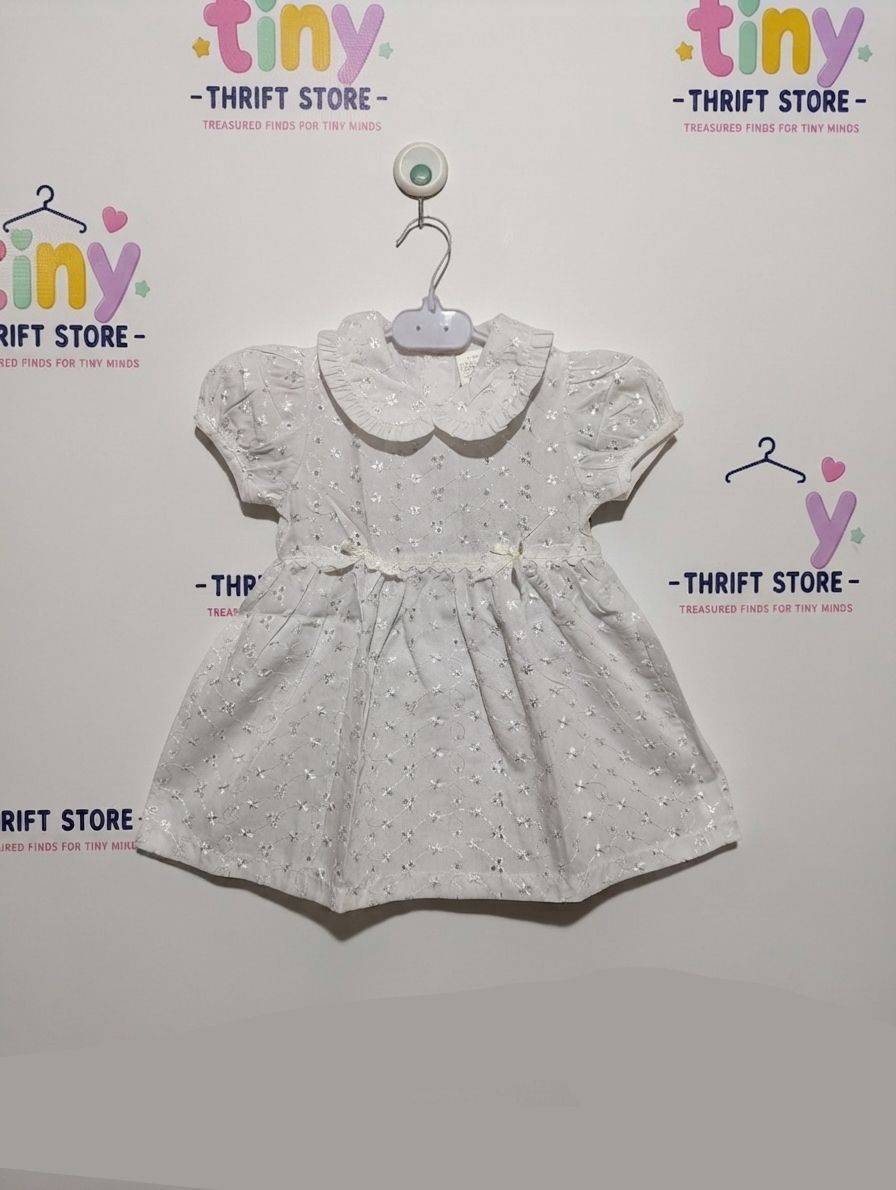 Mayoral Girls White Embroidered Broderie Anglaise Dress - Size Estimated Age 12 Months AB2