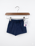 Garanimals baby clothes, navy baby shorts, 3-6 months infant wear, baby girl denim shorts, comfortable baby basics, Tiny Thrift Store, affordable baby fashion.